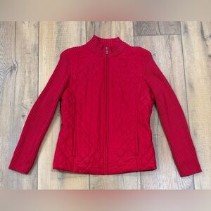 Croft & Barrow Women's Vibrant Red Sweater Jacket Top Full Zip
